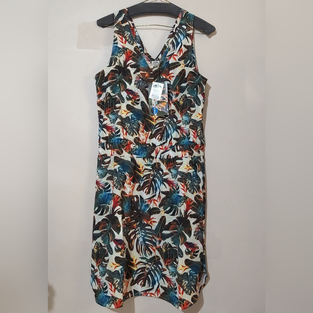 KAVU Ensenada Island Canopy Palm Leaves Dress With Pockets Packable New!